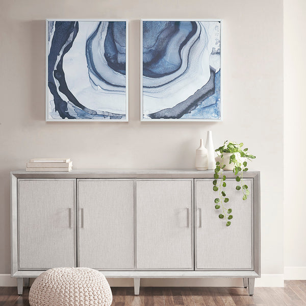 English Elm Diptych Ethereal 2-Piece Framed Canvas Wall Art Set by Megan Swartz — Blue Abstract Gel-Coated Modern Decor B03598827
