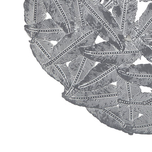 English Elm Textured Feather 3-Piece Metal Disc Wall Decor Set - Grey Silver Feathers, Rustic Modern Accent Art B03598805