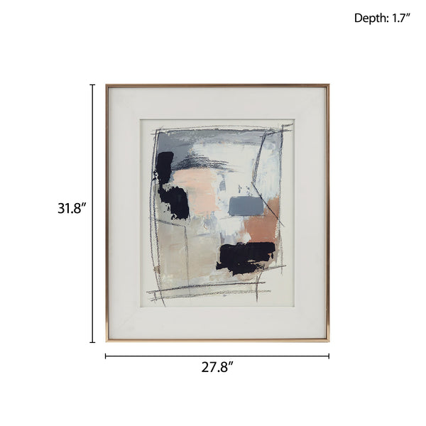 English Elm Framed Madison Park Abstract Reveal Glass Wall Art by Katherine Price, Gold Frame, Double Matte, 27.8x31.8" B03598884