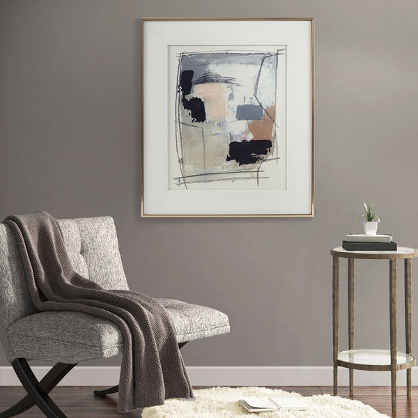 English Elm Framed Madison Park Abstract Reveal Glass Wall Art by Katherine Price, Gold Frame, Double Matte, 27.8x31.8" B03598884