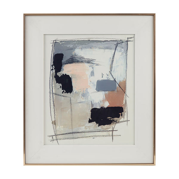 English Elm Framed Madison Park Abstract Reveal Glass Wall Art by Katherine Price, Gold Frame, Double Matte, 27.8x31.8" B03598884
