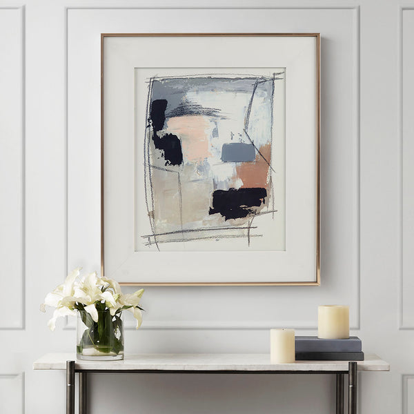 English Elm Framed Madison Park Abstract Reveal Glass Wall Art by Katherine Price, Gold Frame, Double Matte, 27.8x31.8" B03598884