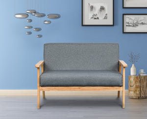 English Elm Bahamas Compact Gray Upholstered Loveseat with Solid Wood Arms for Modern Living B06178461