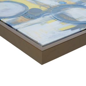 English Elm Abstract Blue Bliss 5-Piece Gallery Framed Canvas Wall Art Set by Blakely Bering - Modern Blue, Gray & Yellow Abstract Decor, Bronze Frame, Multi-Arrangeable, Gallery-Ready B03598825