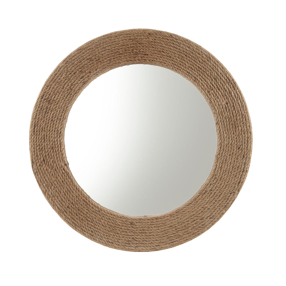 English Elm Natural Jute Rope Round Wall Mirror 26" – Madison Park Cove Coastal Textured Hanging Mirror, 18"glass B03598875