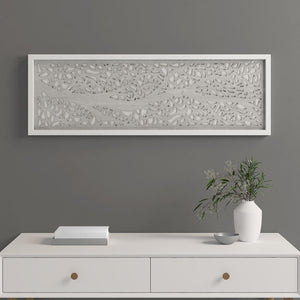 English Elm Laser Cut Tree Framed Panel Wall Decor by Madison Park – Laurel Branches Botanical Art with Whitewashed Fir Frame, 12x36" Grey 38.98 L x 1.97 W x 15.35 H B03598802