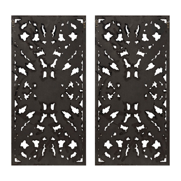 English Elm Distressed Carved Botanical Wall Panels Set – Textured MDF Relief Art with Antique Silver-Bronze Luster, Ready-to-Hang Antique Blue 33.46 L x 18.89 W x 4.72 H B03598797