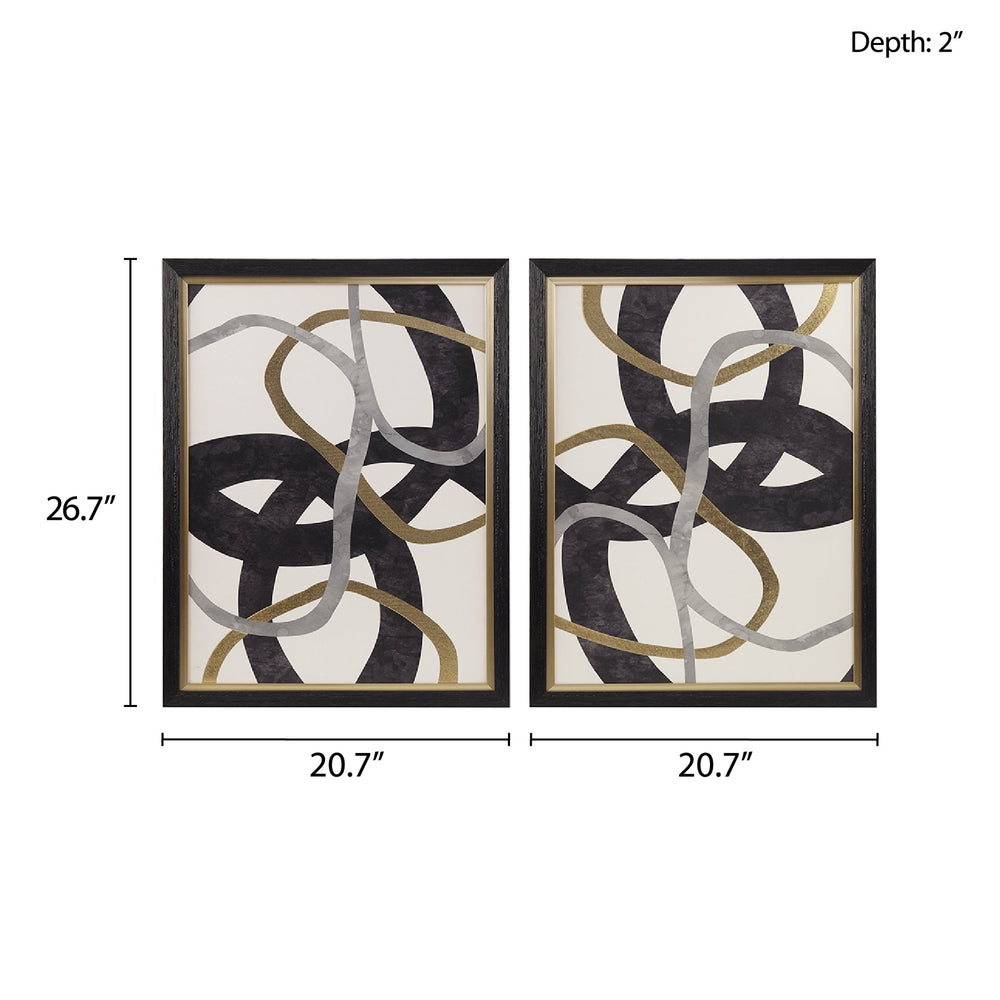 English Elm Gold Foil Abstract Framed Canvas Set by Madison Park – 2-Piece Black, Grey & Gold Modern Wall Art B03598857