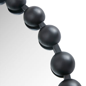 English Elm Beaded Marlowe 27" Round Wall Mirror with Matte Black Beaded Iron Frame, Modern Glam Accent Piece B03599369