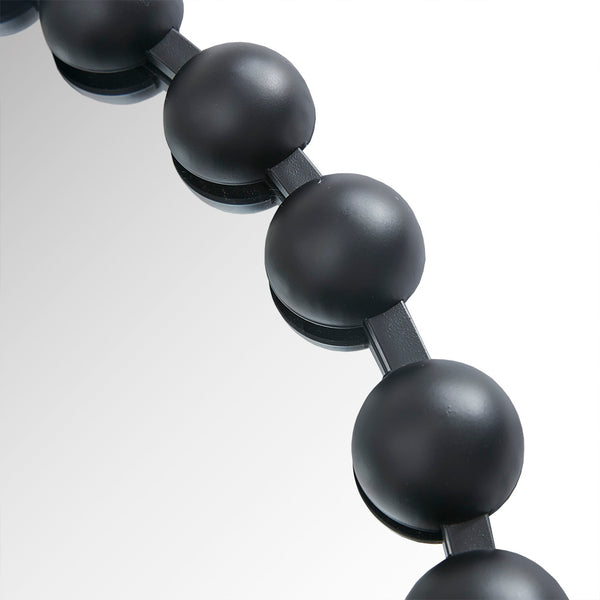 English Elm Beaded Marlowe 27" Round Wall Mirror with Matte Black Beaded Iron Frame, Modern Glam Accent Piece B03599369