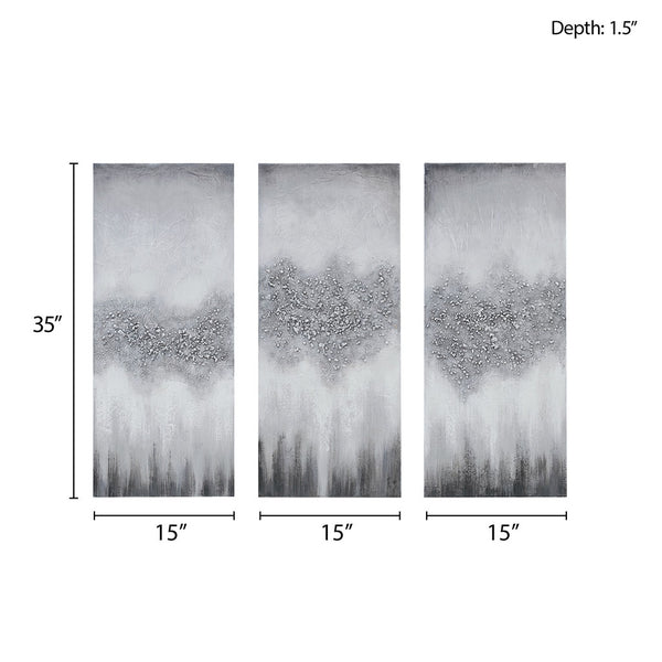 English Elm Heavily Embellished Madison Park Glimmer 2-Piece Canvas Wall Art Set with Metallic Texture and Sparkle Grey 37 L x 6 W x 18 H B03598856