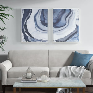 English Elm Diptych Ethereal 2-Piece Framed Canvas Wall Art Set by Megan Swartz — Blue Abstract Gel-Coated Modern Decor B03598827
