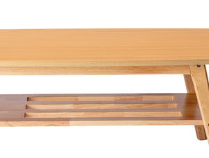 English Elm Bahamas Mid-century Modern Oak Coffee Table with Open Shelf and Tapered Flared Legs B06178457