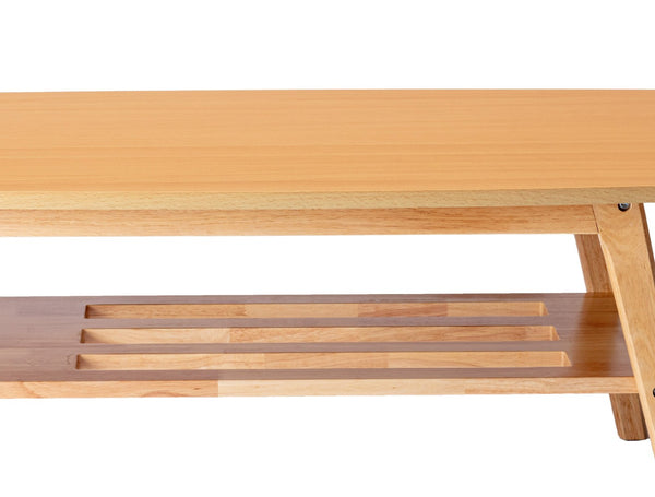 English Elm Bahamas Mid-century Modern Oak Coffee Table with Open Shelf and Tapered Flared Legs B06178457