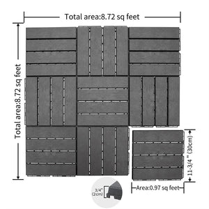 English Elm Patio Composite Deck Tiles Interlocking Click Lock Outdoor Flooring for Balcony Porch W1859111967