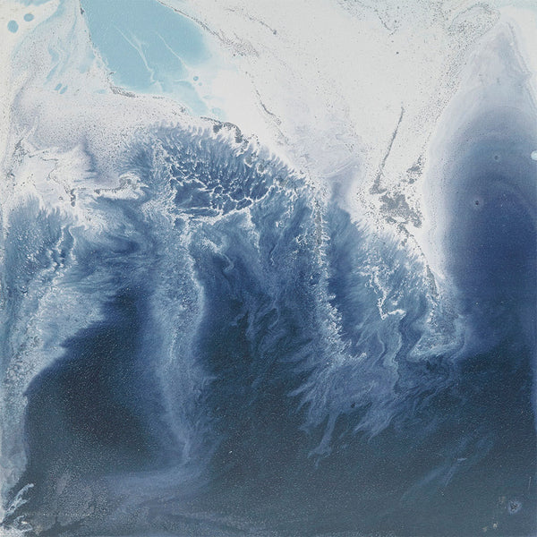 English Elm Abstract Blue Lagoon 2-Piece Framed Canvas Wall Art Set by Madison Park – Glossy Silver-Trim Abstract Artwork, 25.5" Squares, Easy Hang, Fade-Resistant Finish B03598833