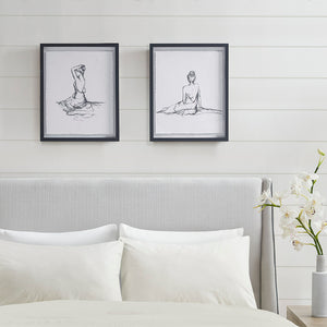 English Elm Sketch Feminine Figures 2-Piece Framed Glass & Matted Wall Art Set by Elise Green — Elegant 17x21" décor with bold black frames for modern sophistication B03598880