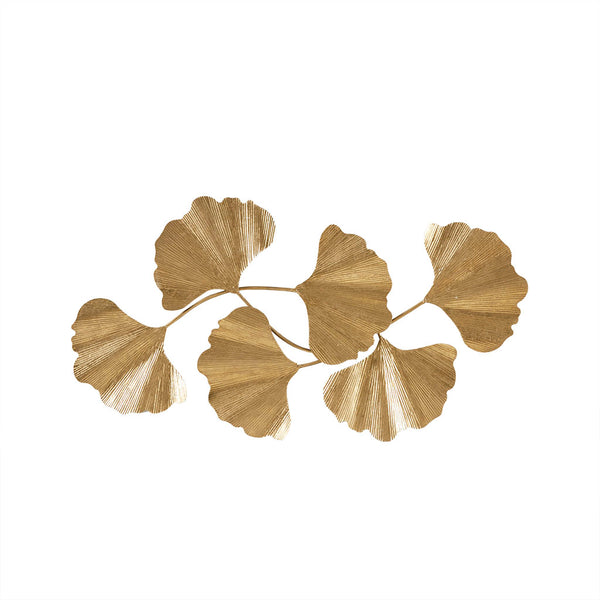 English Elm Gold Foil Metal Ginkgo Leaf Wall Decor by Martha Stewart — 43" Luxurious Gold Foil Iron Sculpture for Modern Transitional Spaces B03599409