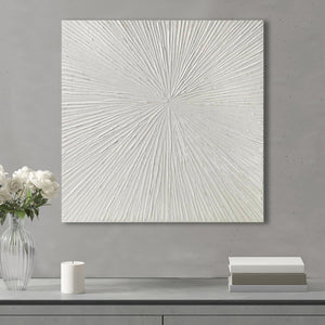 English Elm Hand Painted Sunburst Dimensional Resin Wall Art - 30x30 Modern White Textured MDF Frame, Easy Hang Decor B03599363