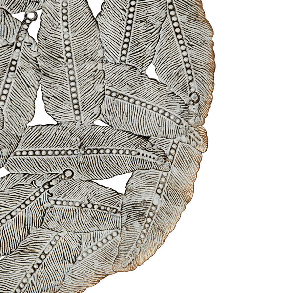 English Elm Textured Feather 3-Piece Metal Disc Wall Decor Set – Blue Iron Finish, Feather Cutouts, Easy Mounting, Trio B03597680