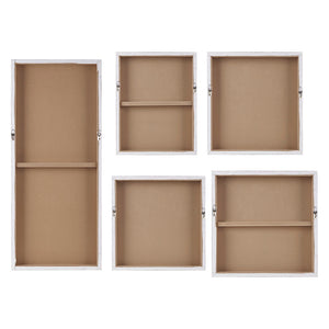 English Elm Hand Embellished Neutral Abstract 5-Piece Gallery Canvas Set with Glitz Texture, Easy Hang Decor B03598860