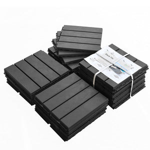 English Elm Patio Composite Interlocking Floor Tiles Four Slat Drainage Design for Balcony Deck Dark Gray W1859P181803