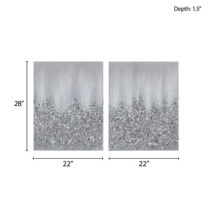 English Elm Heavily Embellished Madison Park Glimmer 2-Piece Canvas Wall Art Set with Metallic Texture and Sparkle Silver 29.72 L x 3.94 W x 24.21 H B03598855