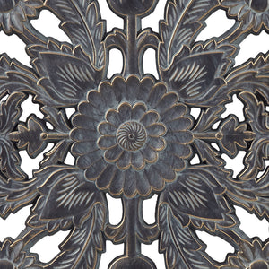 English Elm Distressed Carved Botanical Wall Panels Set – Textured MDF Relief Art with Antique Silver-Bronze Luster, Ready-to-Hang Antique Blue 33.46 L x 18.89 W x 4.72 H B03598797