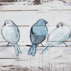 English Elm Hand Painted Perched Birds Wood Plank Panel Wall Art 30x12" Rustic Farmhouse Charm by Elle Summers B03598783