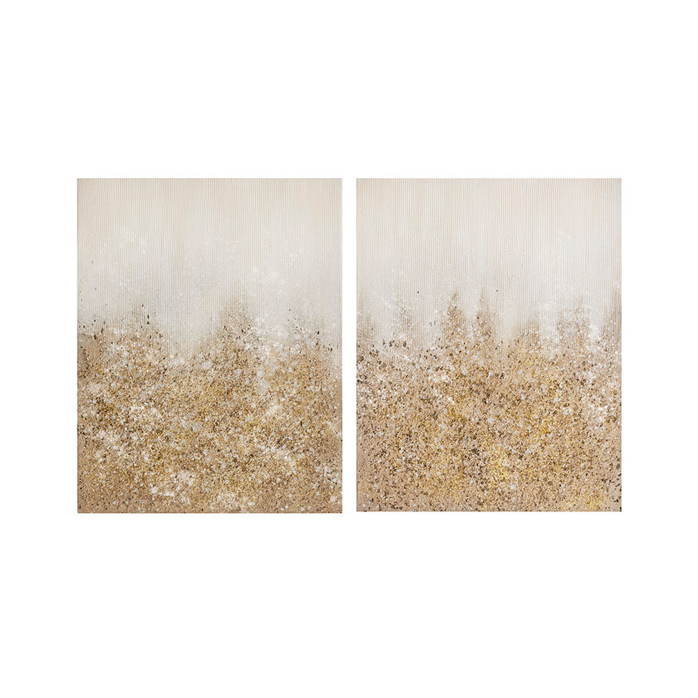 English Elm Heavily Embellished Madison Park Glimmer 2-Piece Canvas Wall Art Set with Metallic Gradient, Texture and Gold Glitter B03598842