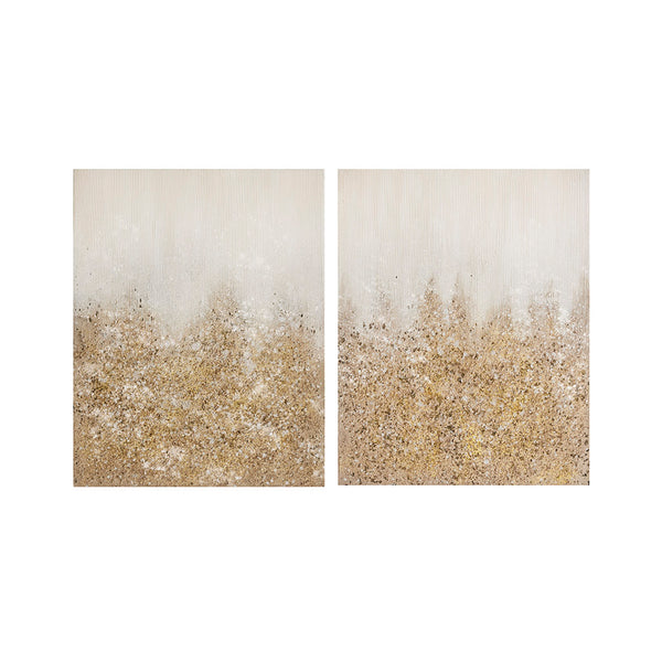 English Elm Heavily Embellished Madison Park Glimmer 2-Piece Canvas Wall Art Set with Metallic Gradient, Texture and Gold Glitter B03598842