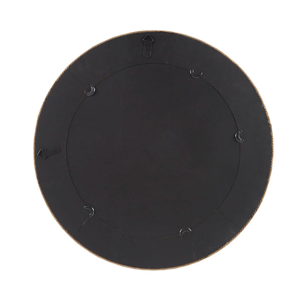 English Elm Natural Jute Rope Round Wall Mirror 26" – Madison Park Cove Coastal Textured Hanging Mirror, 18"glass B03598875