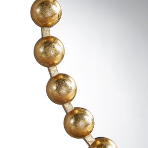 English Elm Beaded Round Wall Mirror 27" Diameter with Antique Metallic Gold Foil Finish, Beveled Glass Accent Gold 30.16 L x 4.13 W x 29.76 H B03599367