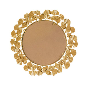 English Elm Gold Martha Stewart Eden Gingko Leaf Round Wall Mirror 30.5" Antique Gold Foil Frame, Luxurious Transitional Decor B03599408