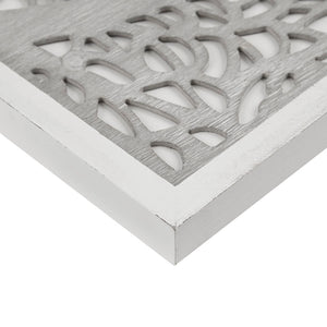 English Elm Laser Cut Tree Framed Panel Wall Decor by Madison Park – Laurel Branches Botanical Art with Whitewashed Fir Frame, 12x36" Grey 38.98 L x 1.97 W x 15.35 H B03598802