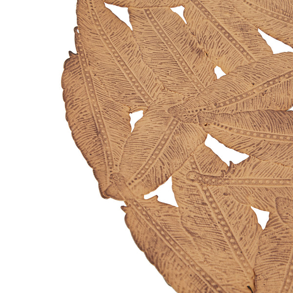 English Elm Textured Feather 3-Piece Metal Disc Wall Art Set — Neutral Spice & Rust Iron Finish, Feather Cutouts for Easy Hanging and Layered Decor B03598812