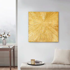 English Elm Hand Painted Sunburst Dimensional Resin Wall Art with Textured Abstract Burst 30x30 Modern Accent Gold 32.68 L x 32.68 W x 1.97 H B03599362