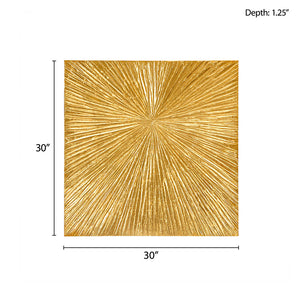 English Elm Hand Painted Sunburst Dimensional Resin Wall Art with Textured Abstract Burst 30x30 Modern Accent Gold 32.68 L x 32.68 W x 1.97 H B03599362