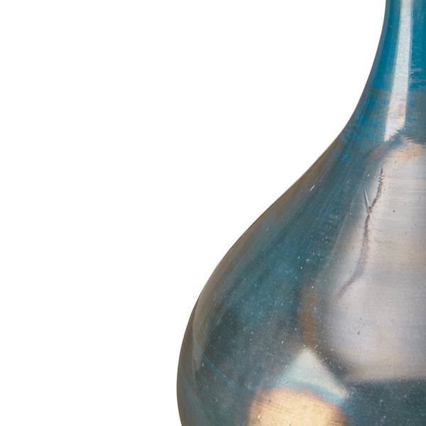 English Elm Blue Madison Park Signature Aurora Blue and Bronze Decorative Glass Vases 3-Piece Set with Metallic Sheen and Unique Glaze B03599276