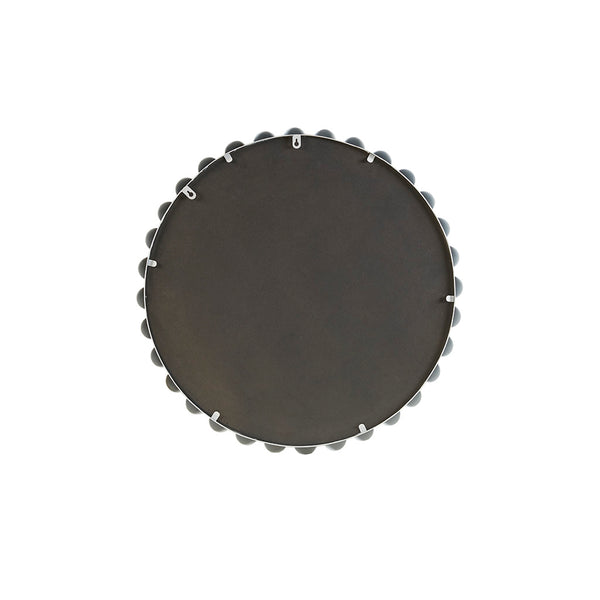 English Elm Beaded Marlowe 27" Round Wall Mirror with Matte White Iron Beaded Frame, Glam Accent for Entryway B03599372