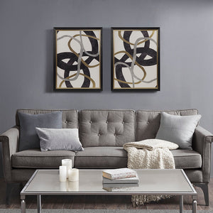 English Elm Gold Foil Abstract Framed Canvas Set by Madison Park – 2-Piece Black, Grey & Gold Modern Wall Art B03598857
