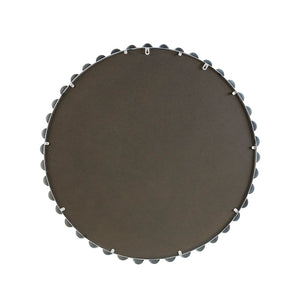 English Elm Beaded Marlowe 36" Round Wall Mirror Matte White Foil Iron Frame Glam Accent with Keyhole Hook B03599373