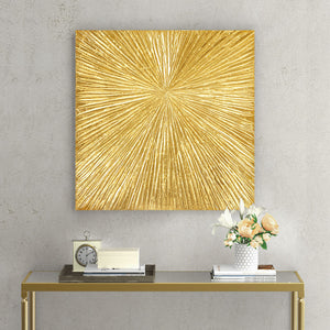 English Elm Hand Painted Sunburst Dimensional Resin Wall Art with Textured Abstract Burst 30x30 Modern Accent Gold 32.68 L x 32.68 W x 1.97 H B03599362
