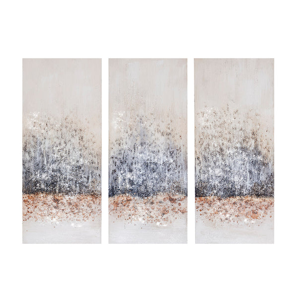 English Elm Hand Madison Park Twilight Mystere Embellished 3-Piece Canvas Set – Blush Grey Abstract Glam Texture B03598841