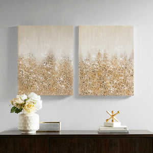 English Elm Heavily Embellished Madison Park Glimmer 2-Piece Canvas Wall Art Set with Metallic Gradient, Texture and Gold Glitter B03598842
