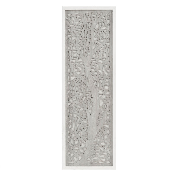 English Elm Laser Cut Tree Framed Panel Wall Decor by Madison Park – Laurel Branches Botanical Art with Whitewashed Fir Frame, 12x36" Grey 38.98 L x 1.97 W x 15.35 H B03598802