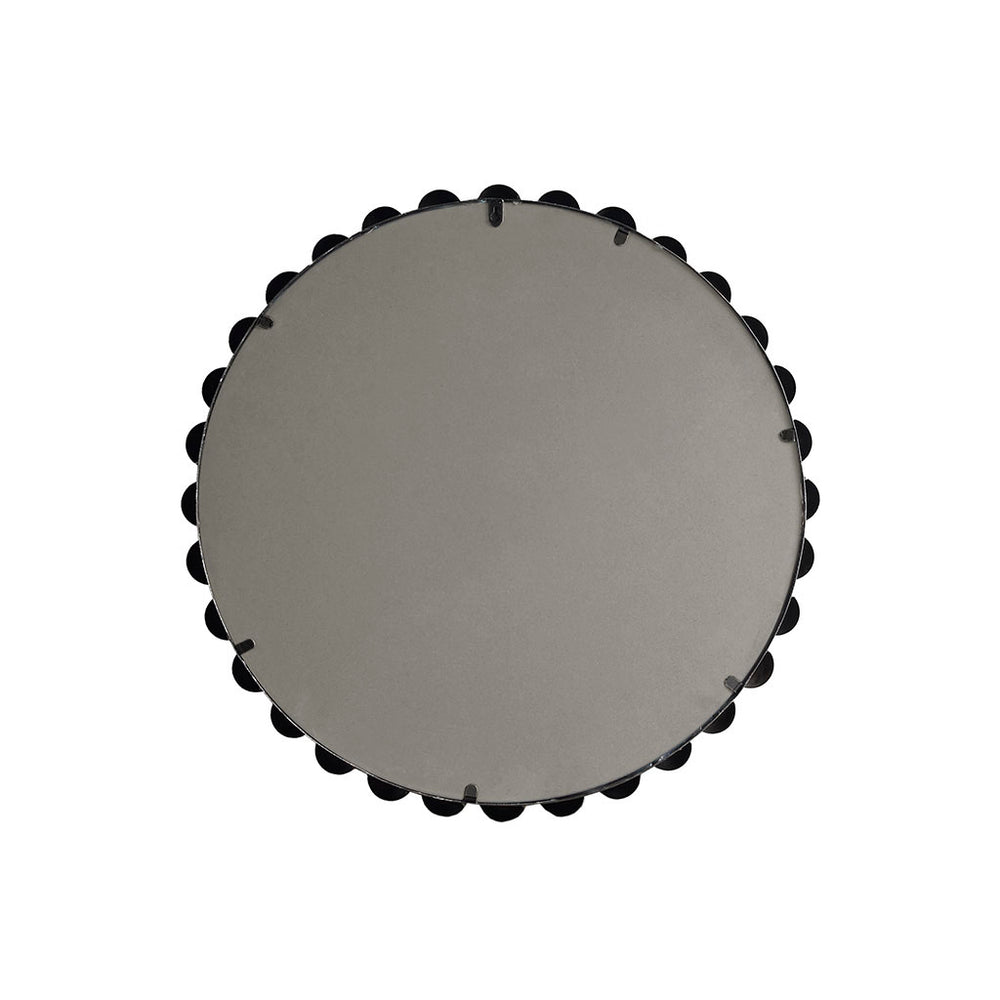 English Elm Beaded Marlowe 27" Round Wall Mirror with Matte Black Beaded Iron Frame, Modern Glam Accent Piece B03599369