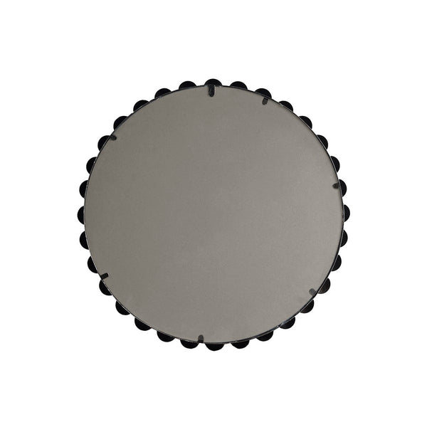 English Elm Beaded Marlowe 27" Round Wall Mirror with Matte Black Beaded Iron Frame, Modern Glam Accent Piece B03599369
