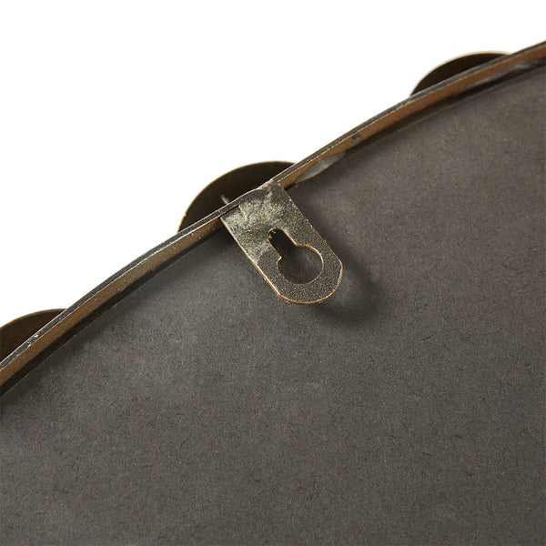 English Elm Beaded Marlowe 36" Round Wall Mirror with Antique Gold Beaded Iron Frame, Modern Glam Accent Decor B03599273