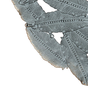 English Elm Textured Feather 3-Piece Metal Disc Wall Decor Set – Blue Iron Finish, Feather Cutouts, Easy Mounting, Trio B03597680